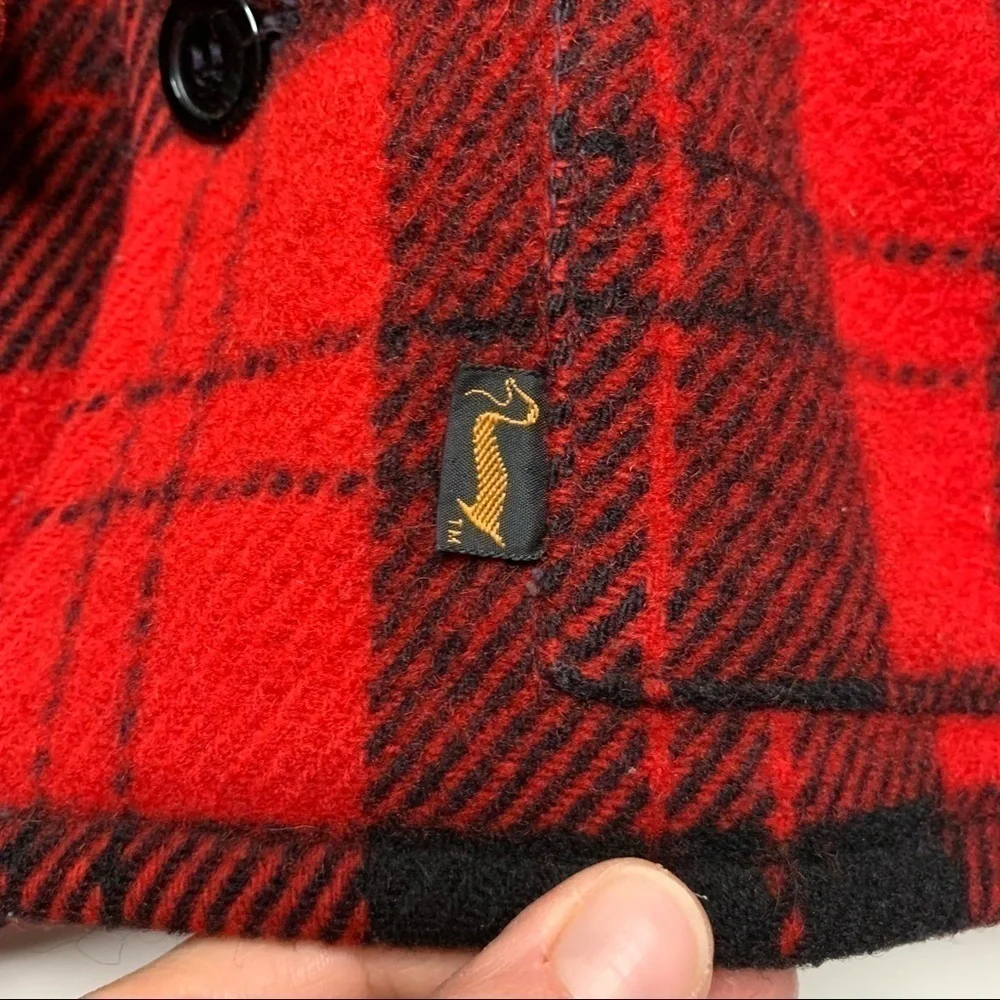 Vtg DuxBak Mens Wool Hunting Coat Size Medium Buffalo Check red Black